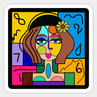 Funky Modern Art Girl Sticker